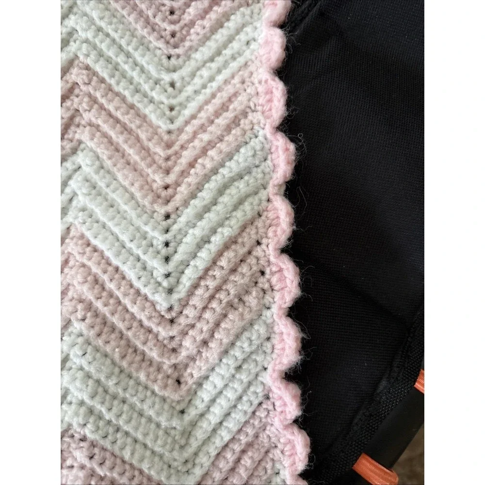 Chevron Pink And White Baby Afghan 46x35